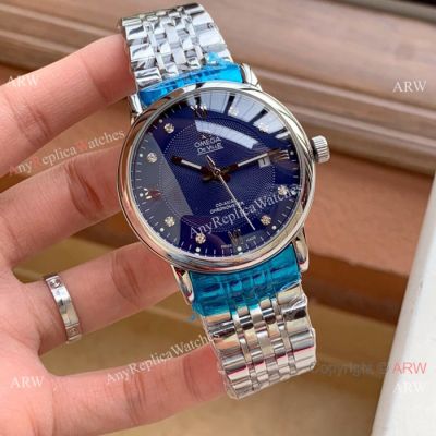 Omega De Ville Stainless Steel Blue Dial Replica Watches 41mm